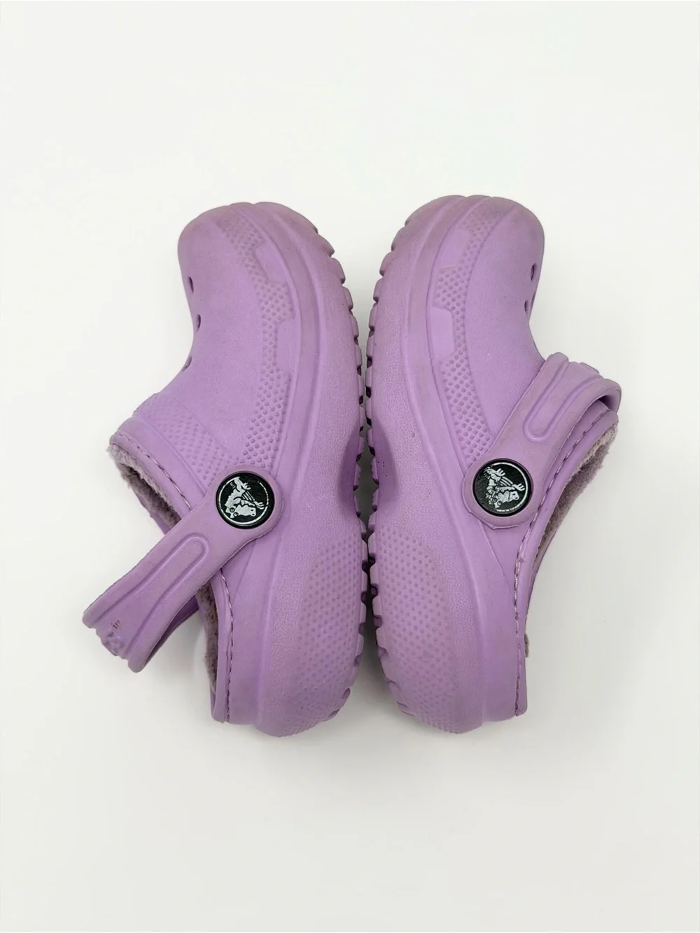 Crocs Kids C6 Purple Fleece Lined Clogs Toddler Slip On Shoes Cozy Comfy